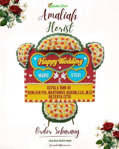 Karangan Papan Bunga Pernikahan di Penawangan